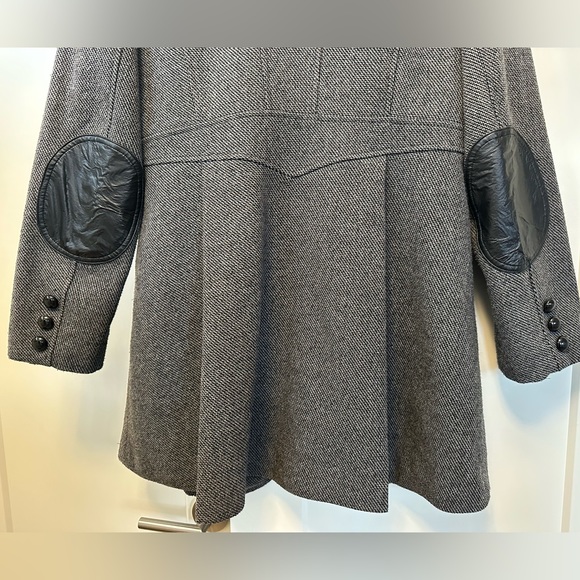 Women’s Wool Houndstooth Winter Coat with Vegan Leather Accents Size 14 - Picture 5 of 9